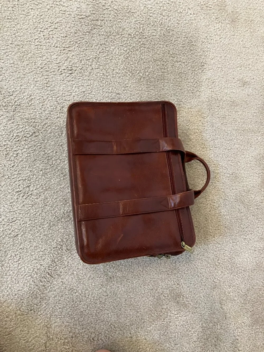 Vintage Full-Grain Leather Executive Briefcase – Rich Brown – Fits Laptop – Time